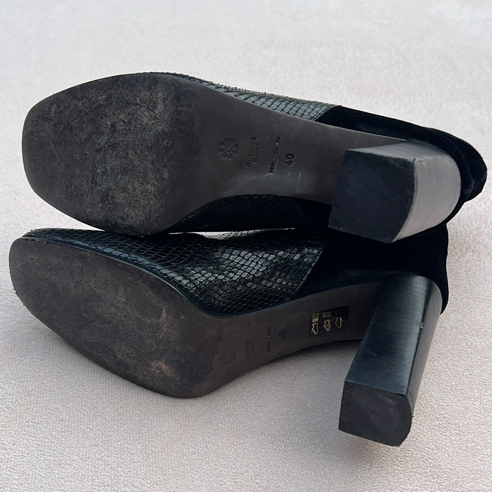 Day Birger et Mikkelsen Italy Leather Square Toe Block Heel Boots EU 40 US 9–9.5 - Picture 9 of 12